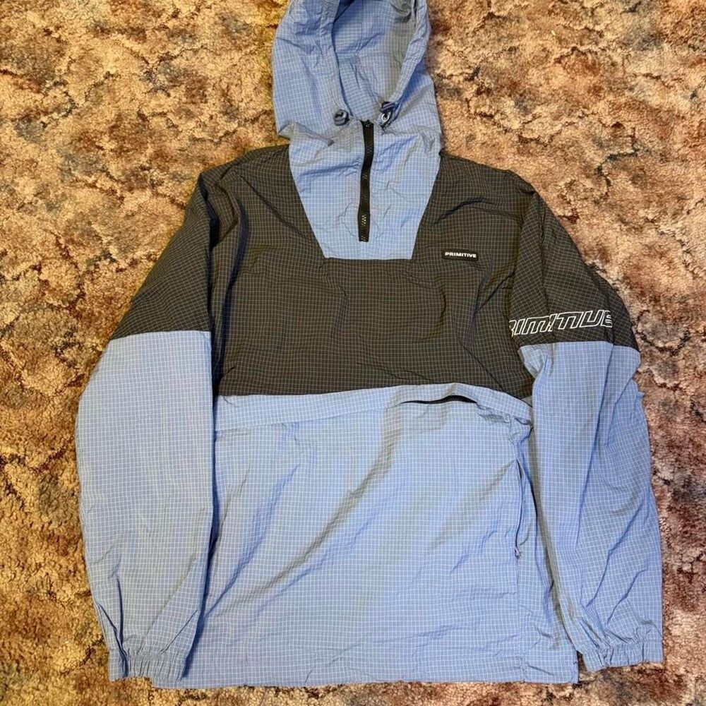 Y2K 00s Primitive Skateboarding blue & black windbreaker jacket Size Medium